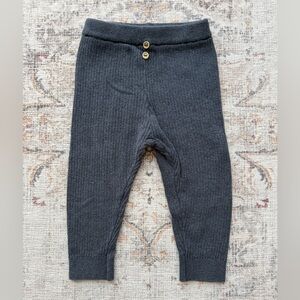 Zara Dark Charcoal Ribbed Kids Leggings with Button Detail